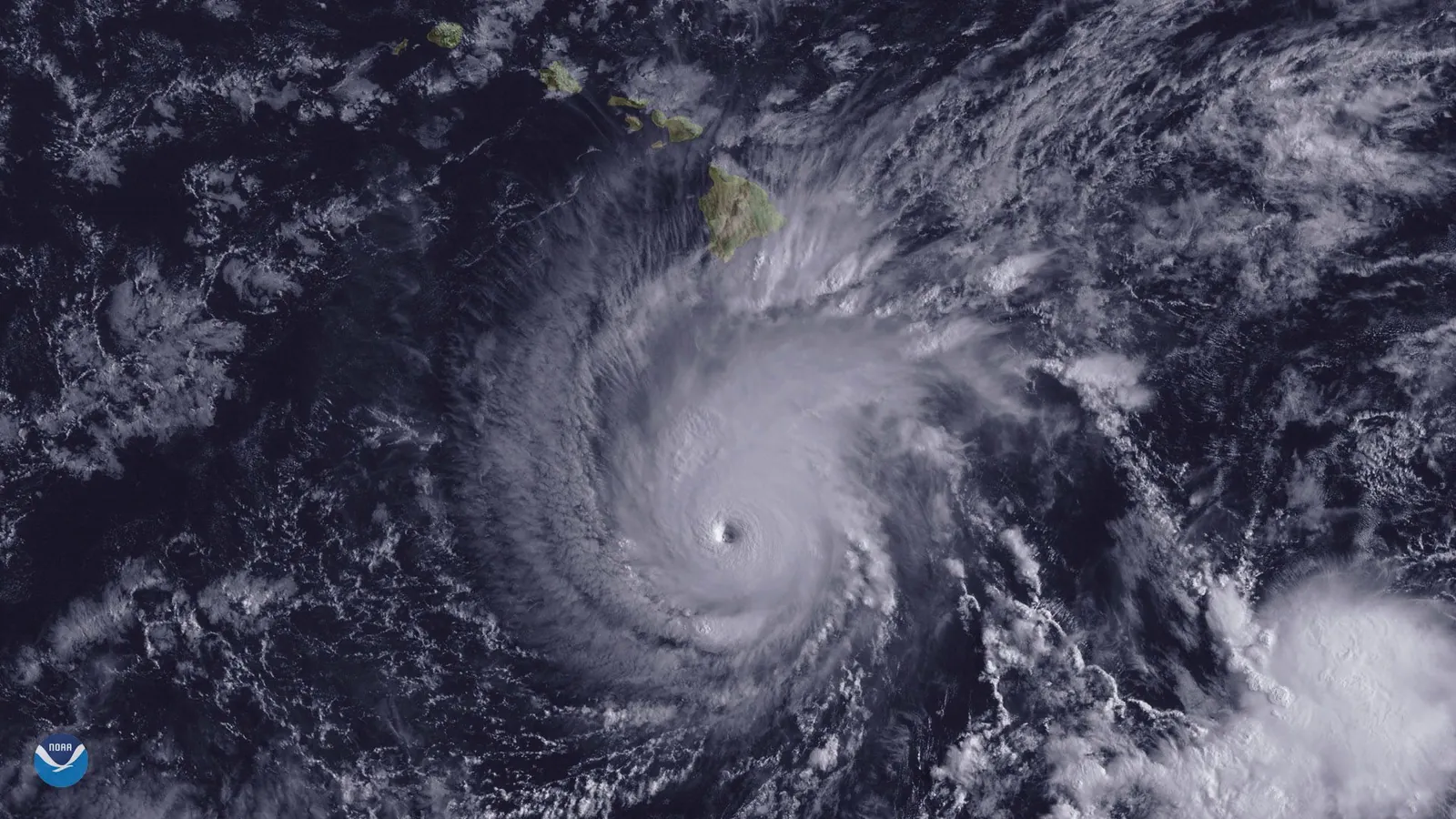 Hurricane Lane near the Hawaiian Islands in 2018, in a NOAA satellite image